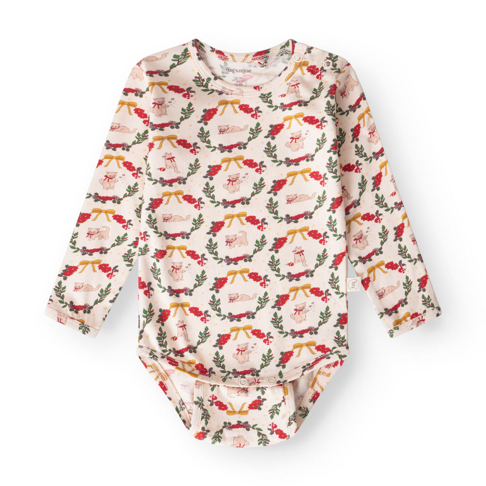 That's Mine Ellis bodystocking - Christmas wreath - 48% Organic cotton / 47% Modal / 5% Elastane Buy Bodystockings||Undertøj||personale||Basics til de små||AW25 here.