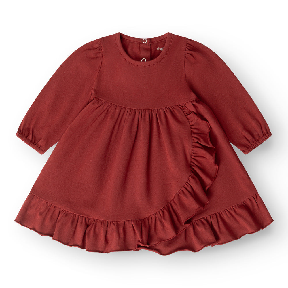 That's Mine Emilia kjole - Lucky Red - 48% Organic cotton / 47% Modal / 5% Elastane Buy Tøj||Kjoler||Kjoler & nederdele||Alle||personale||AW25||alt minus sløjfe||mette-sale here.