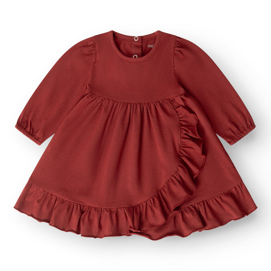 That's Mine Emilia kjole - Lucky Red - 48% Organic cotton / 47% Modal / 5% Elastane Buy Tøj||Kjoler||Kjoler & nederdele||Alle||personale||AW25||alt minus sløjfe||mette-sale here.