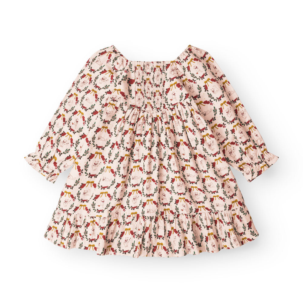 That's Mine Sarah dress - Christmas wreath - 100% Organic cotton Buy Tøj||Kjoler||Kjoler & nederdele||Alle||personale||alt minus sløjfe||mette-sale||Winter 2025 here.