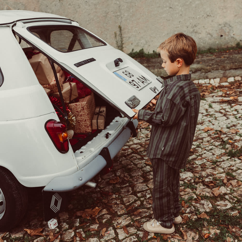 That's Mine Hubert pants - Olive stripe - 100% Organic cotton Buy Tøj||Bukser||Bukser & shorts||Alle||personale||alt minus sløjfe||mette-sale||Winter 2025 here.