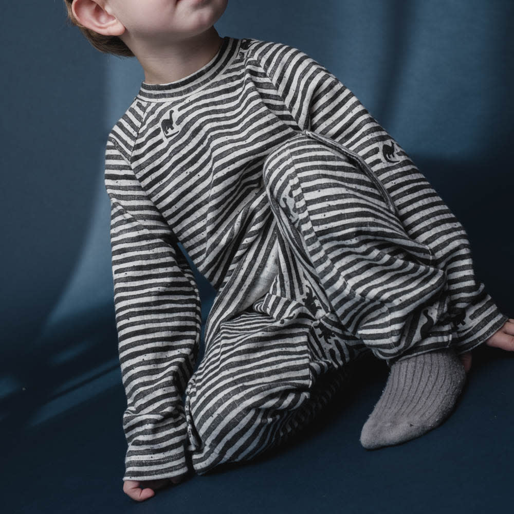 That's Mine Aksel t-shirt - Mono dino stripe - 95% Organic cotton / 5% Elastane Buy Tøj||T-shirts||Overdele||Alle||personale||Efterår & vinter 2025||alt minus sløjfe||mette-sale||Dinosaurtøj & kostumer||Mono dino||drop 1 aw25 here.