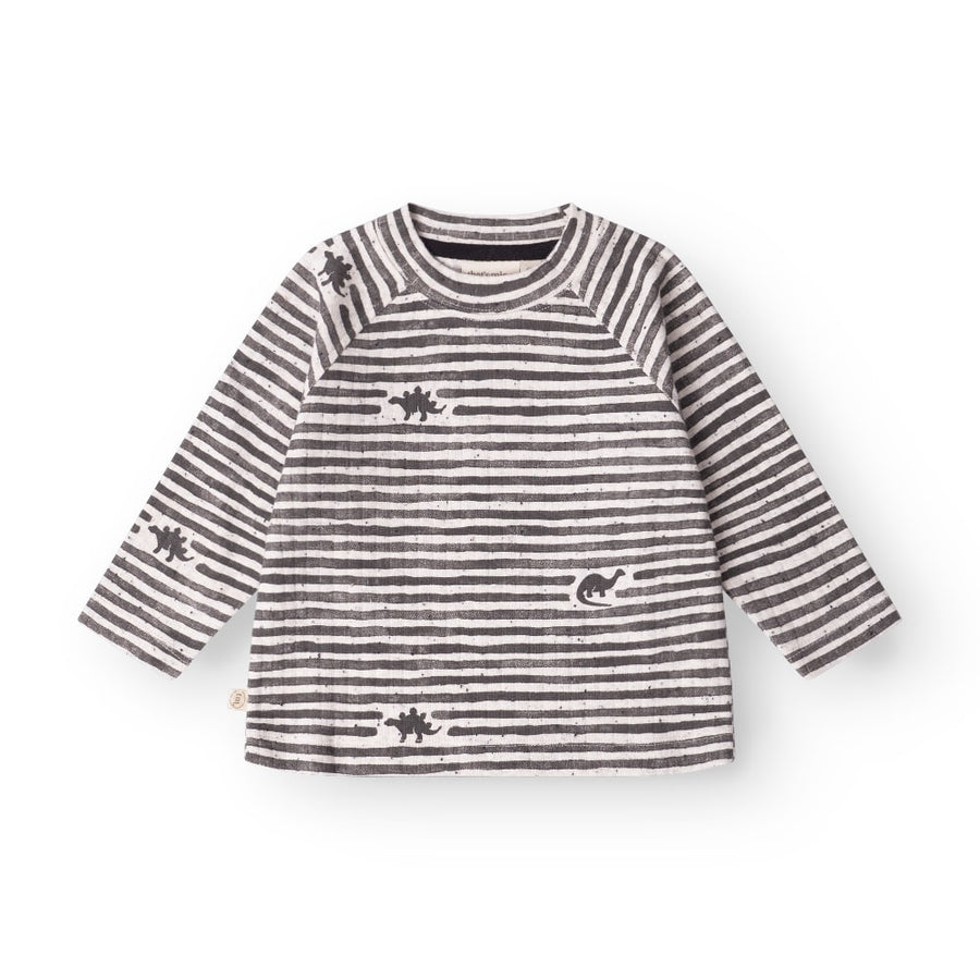 That's Mine Aksel t-shirt - Mono dino stripe - 95% Organic cotton / 5% Elastane Buy T-shirts||Overdele||personale||AW25 here.