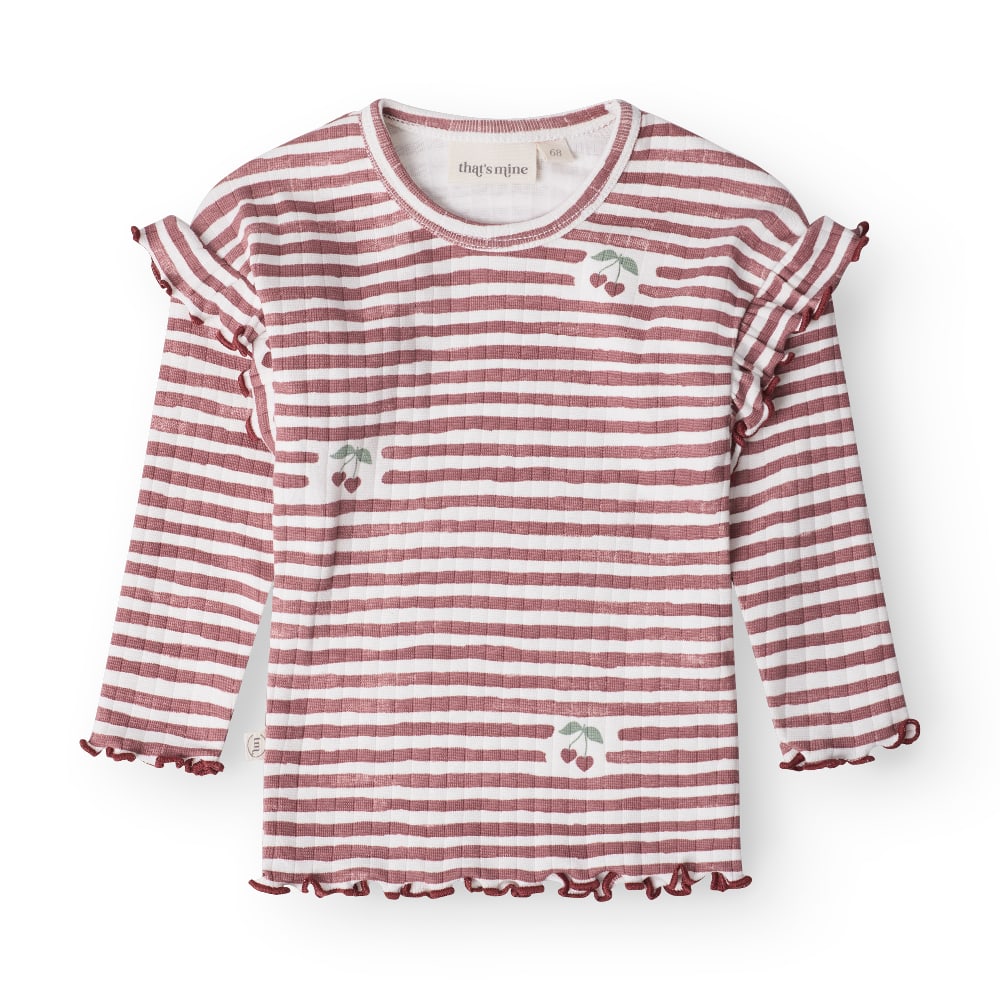 That's Mine Jamilla bluse - Love berry stripe - 95% Organic cotton, 5% Elastan Buy Overdele||Bluser||Nyheder||personale||Efterår & vinter 2025||Love berry||drop 1 aw25||Jersey here.