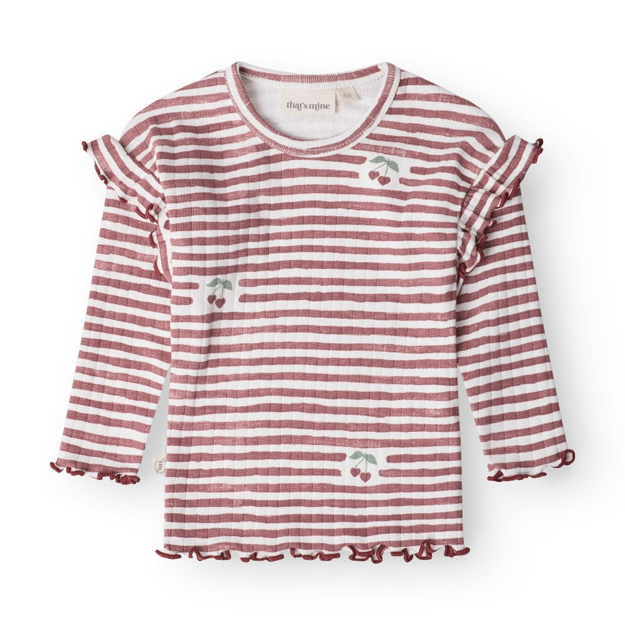 That's Mine Jamilla blouse - Love berry stripe - 95% Organic cotton / 5% Elastane Buy Overdele||Bluser||personale||AW25 here.