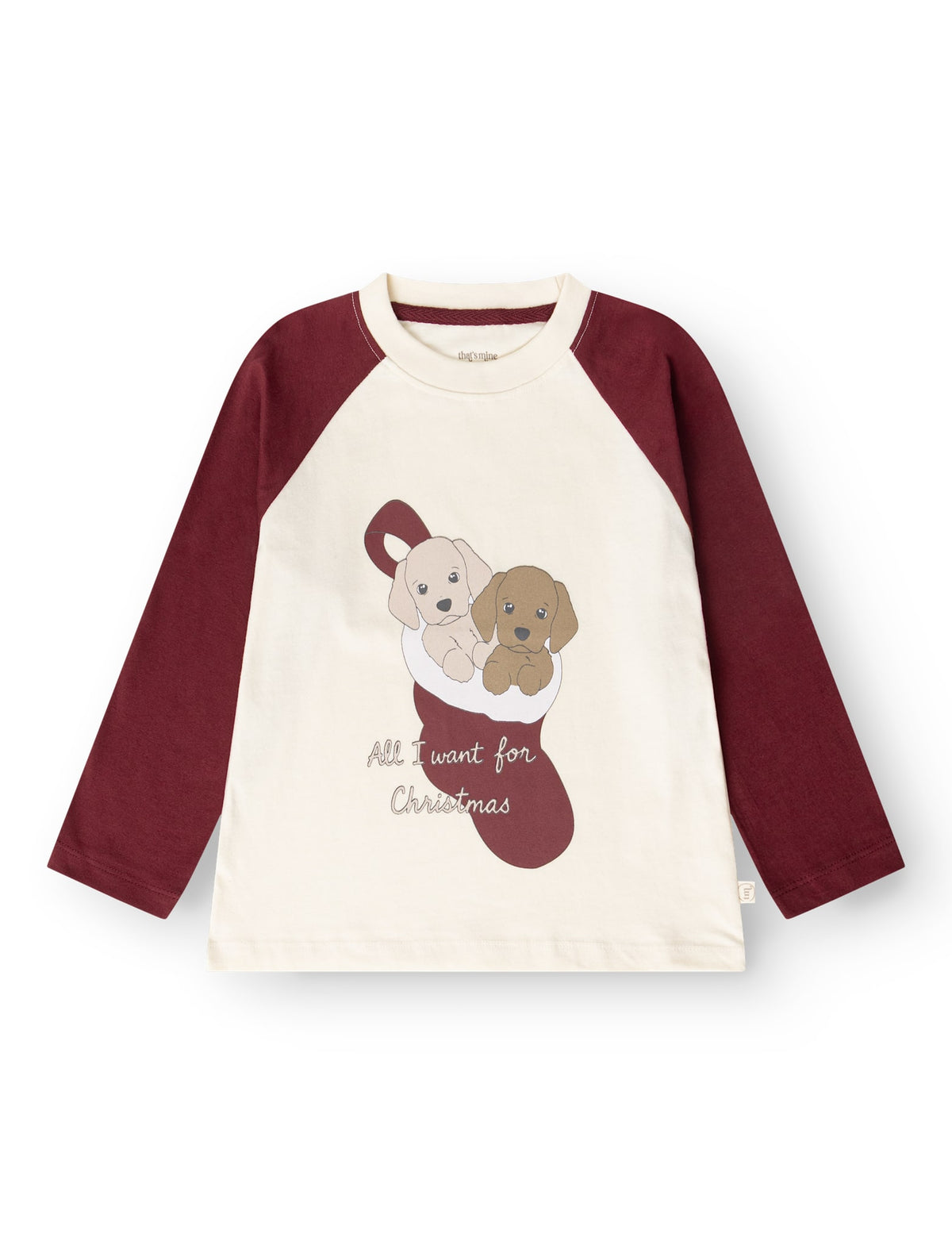 That's Mine Safi t-shirt - Holiday puppy - 95% Bomuld (Økologisk), 5% Lycra Buy T-shirts||Overdele||Trøjer og toppe||personale||Jul 2025||Jersey||Jersey||AW26||All here.