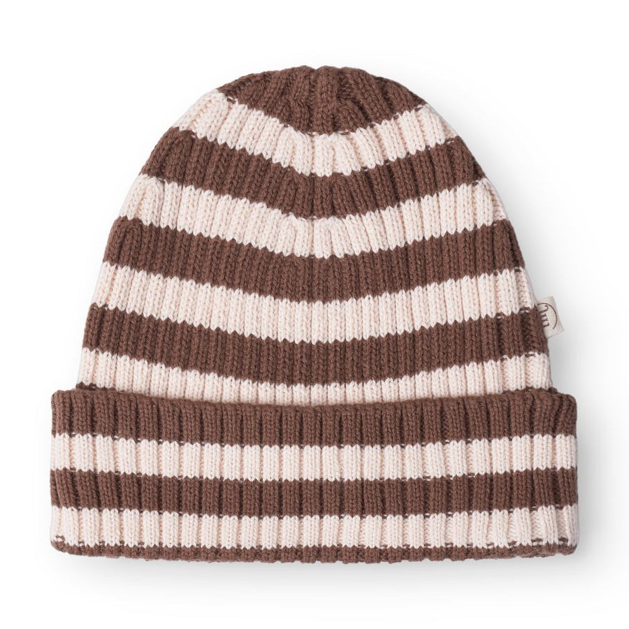 That's Mine Izzy beanie - Brown stripe - 100% Organic cotton Buy Accessories||personale||AW25 here.