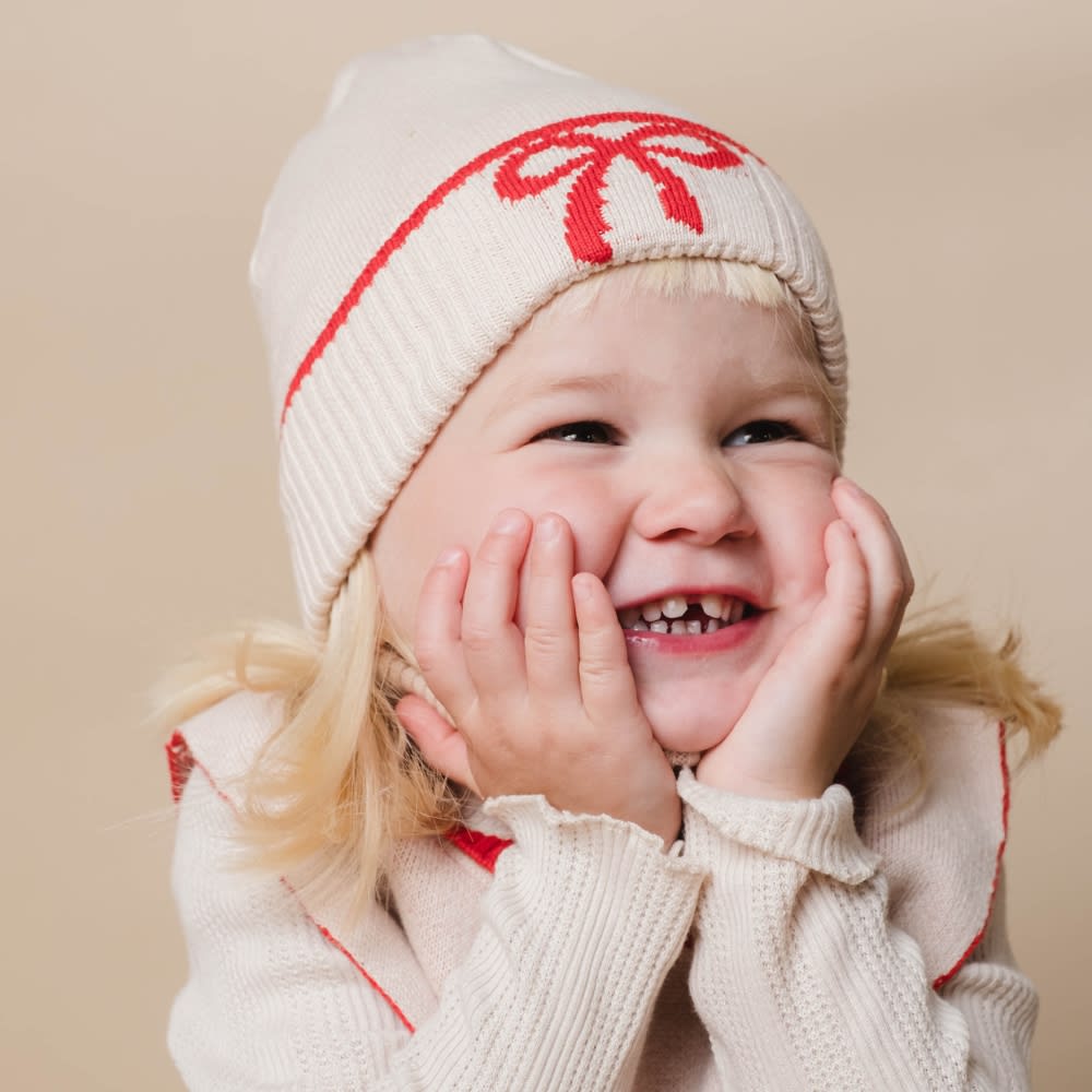 That's Mine Leonora beanie - Almond peach - 100% Organic cotton Buy Tøj||Overdele||Strik||Nyheder||Alle||personale||Efterår & vinter 2025||alt minus sløjfe||mette-sale||drop 1 aw25||Huer & halsedisser here.