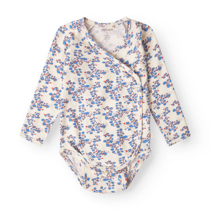 That's Mine Elimar wrap bodystocking - Blue bells - 48% Organic cotton / 47% Modal / 5% Elastane Buy Bodystockings||Undertøj||personale||Basics til de små||AW25 here.