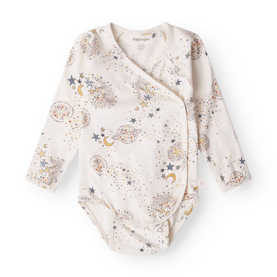 That's Mine Elimar wrap bodystocking - Million stars - 48% Organic cotton / 47% Modal / 5% Elastane Buy Bodystockings||Undertøj||personale||Basics til de små||AW25 here.