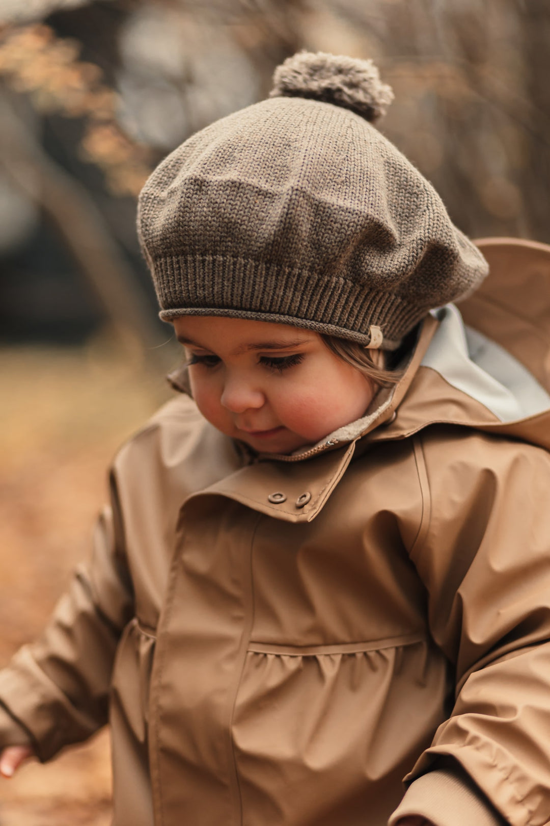 Cher strikket baret - Earth brown melange