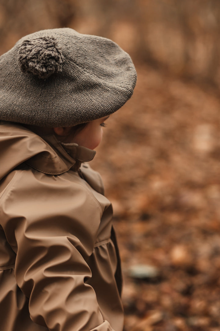 Cher strikket baret - Earth brown melange