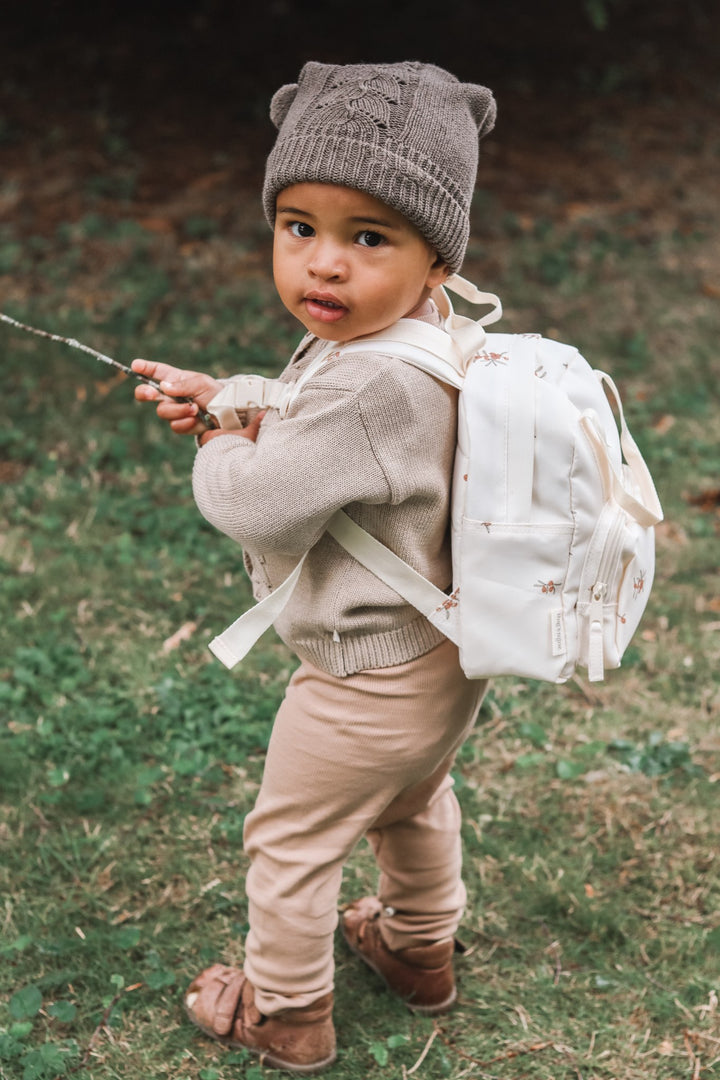 Chapette strikket pointelle beanie - Earth brown melange