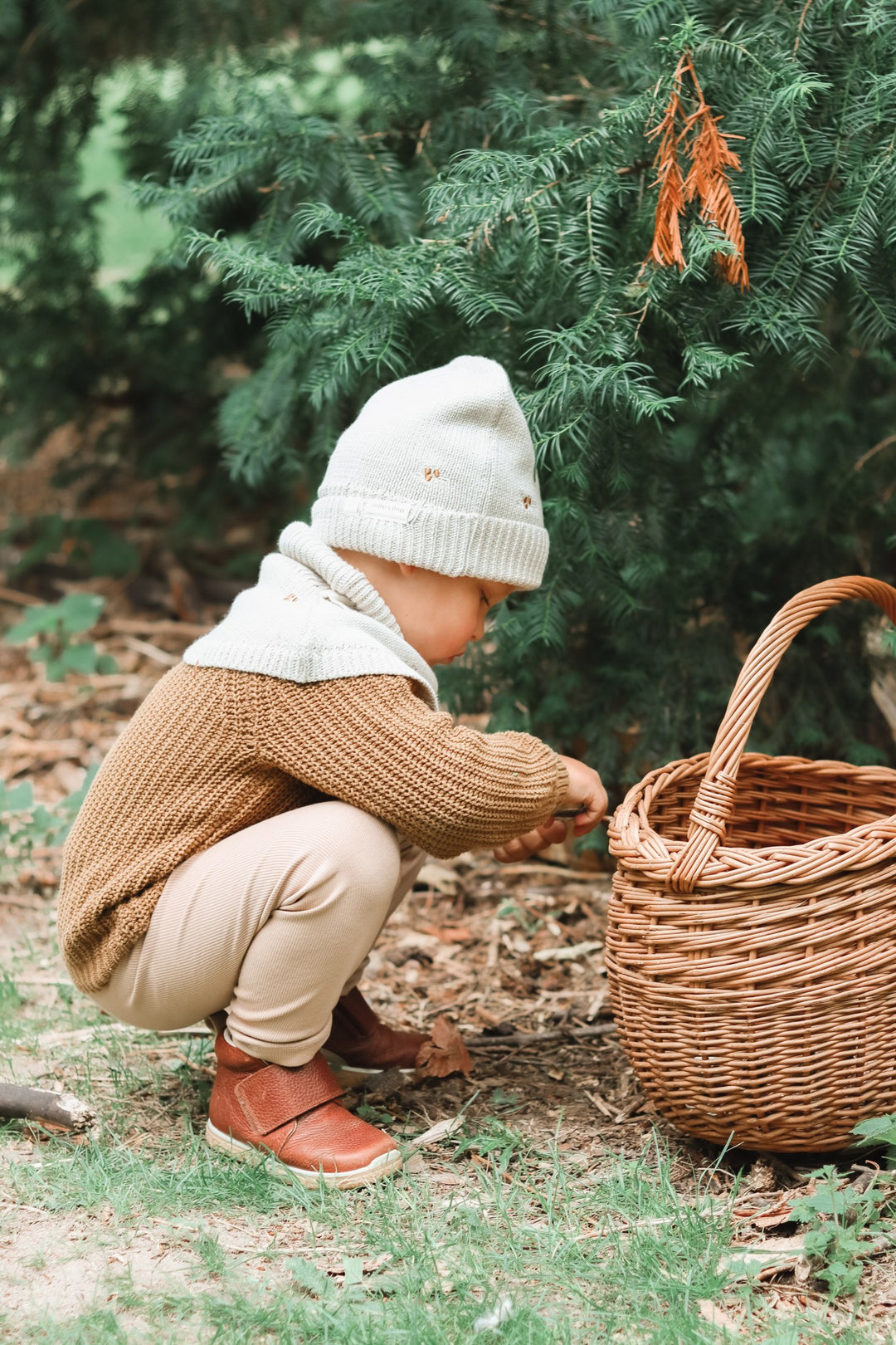 Haricotte strikket beanie - Pistachio shell melange