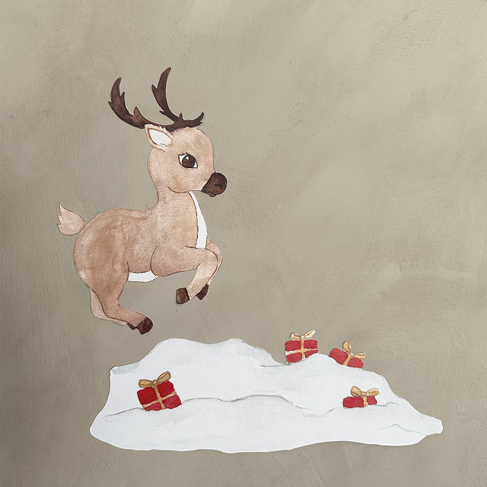 Wallsticker Rudolf og gaver - Multi