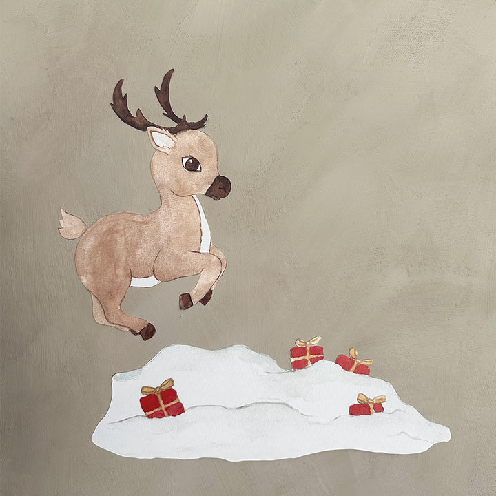 Wallsticker Rudolf og gaver - Multi