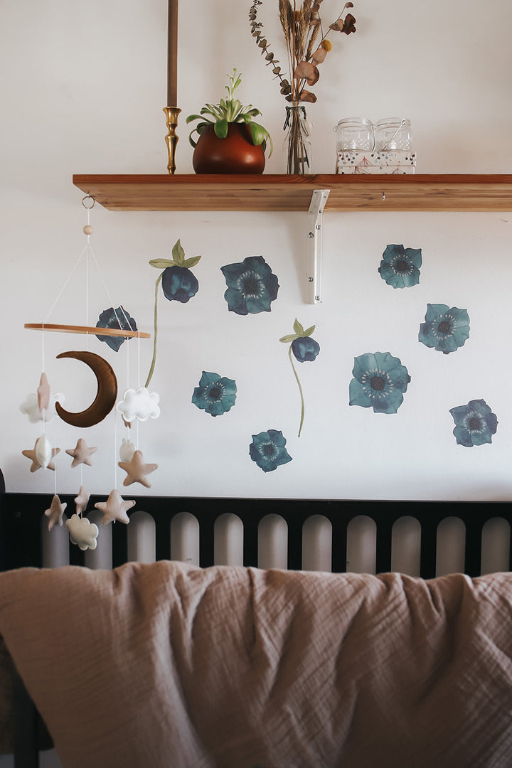 Wallsticker Blue flowers 10 stk. - Multi