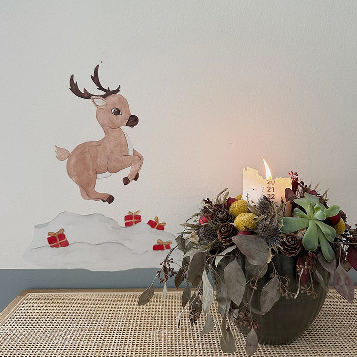 Wallsticker Rudolf og gaver - Multi